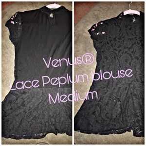 Black Lace Peplum Top